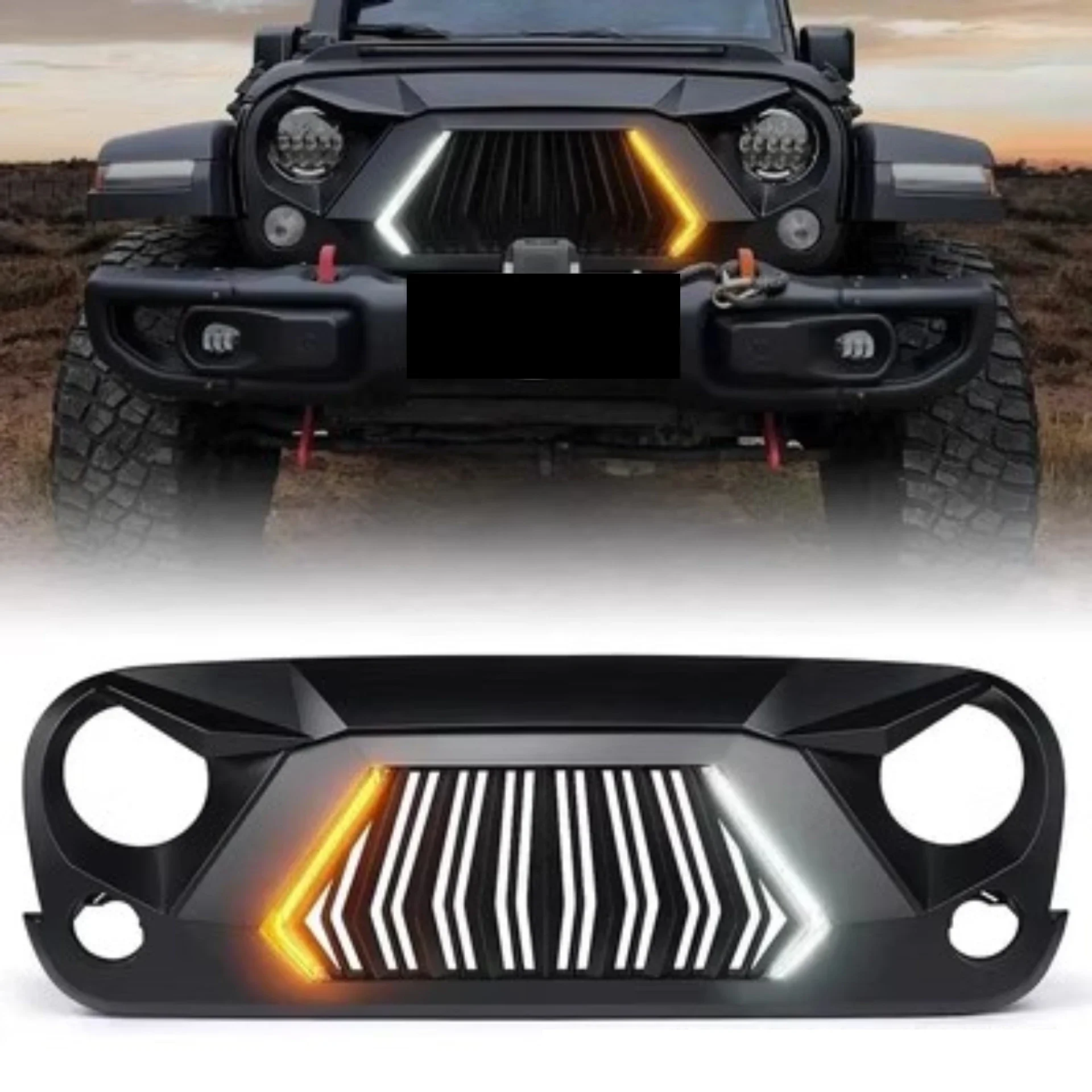 New Style Front Grille with Daytime Running Light Grill Radiator for Jeep Wrangler JK 2007-2017 Convert Body Kit Car Accessories