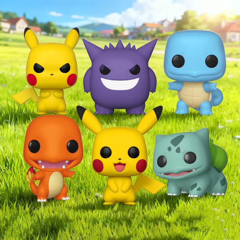 本物のファンコポケモンピカチュウゲンガーリザードンフシギダネミミッキュゼニガメアニメアクションフィギュアモデルおもちゃギフト誕生日用