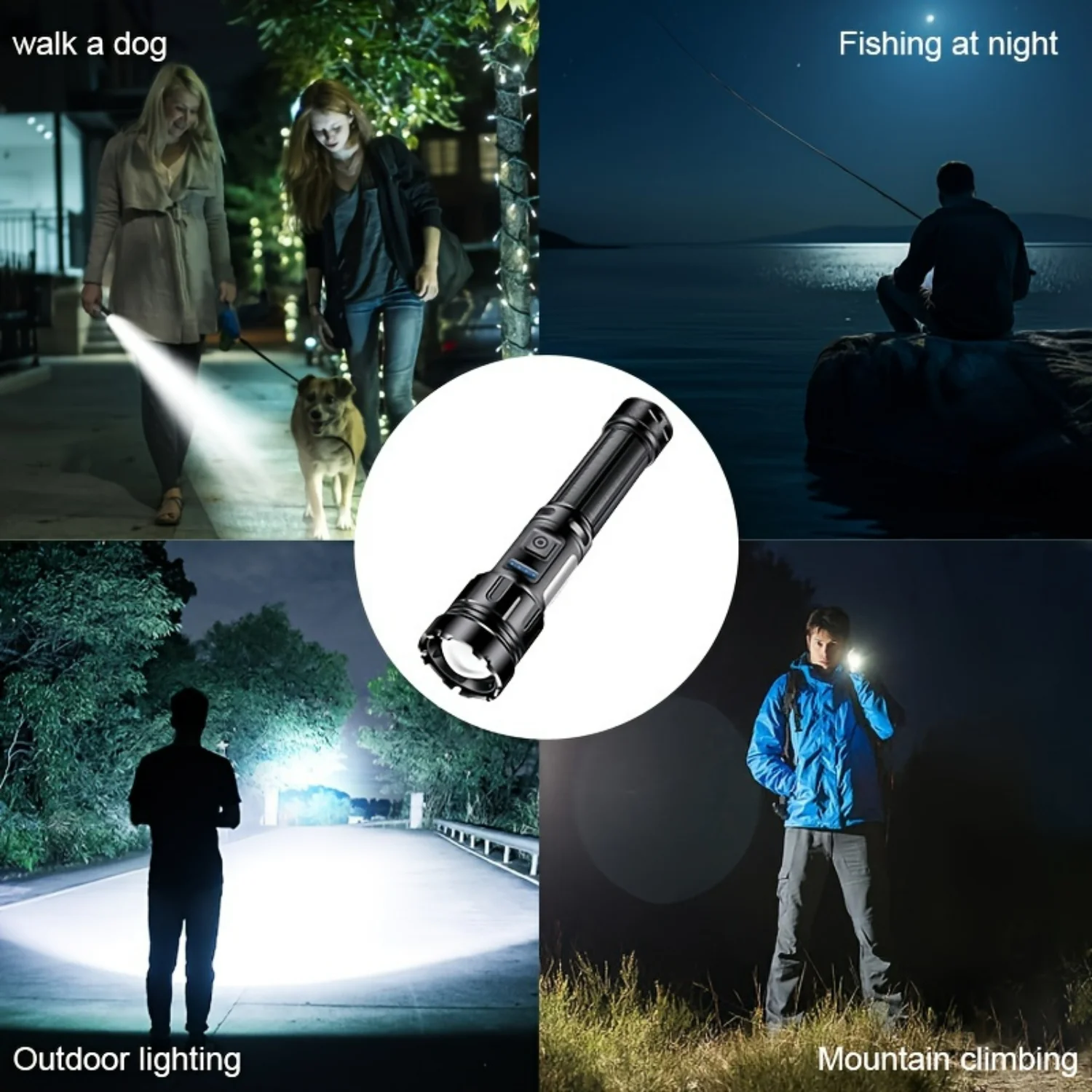 Rechargeable LED flashlight with high brightness and 7 modes for emergency situations - versatile and essential camping equipmen