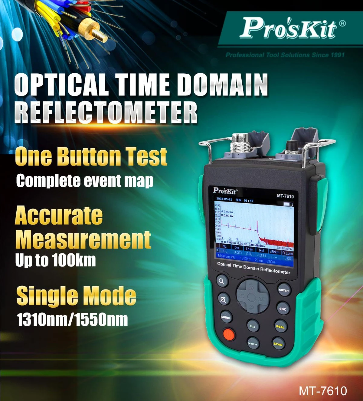 

Pro'sKit MT-7610G optical time domain reflectometer, Simplified Chinese interface + button,FC/PC interface