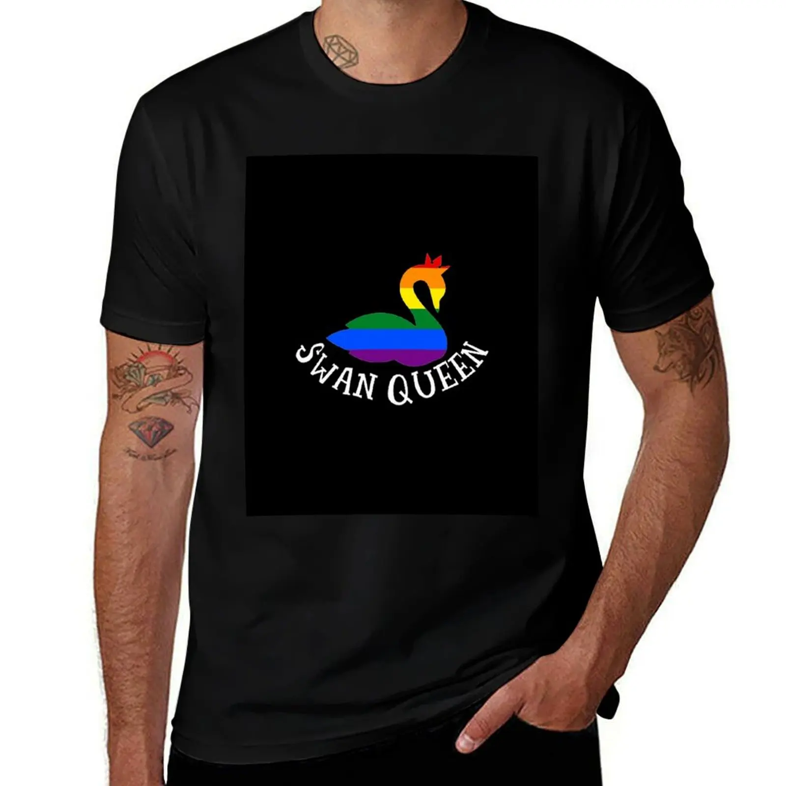 Una vez, en un tiempo pasado: camiseta con la bandera del orgullo de la Reina de los Cisnes, talla grande, de secado rápido, para practicar deportes.