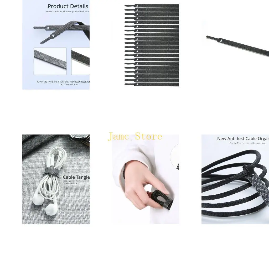 LX0B Creative Fixed Tie Earphone Charging Cable Buckle Line Data Cable Storage Arrangement 20PCS Nylon Strap Wi