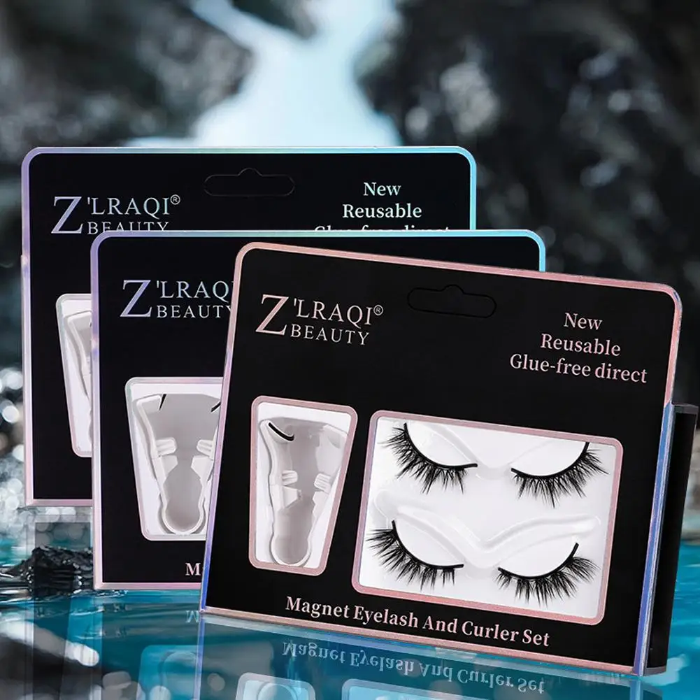 2pairs Natural Magnetic Eyelashes Natural Look Short Kit Magnetic Applicator With Reusable Eyelashes W4W9