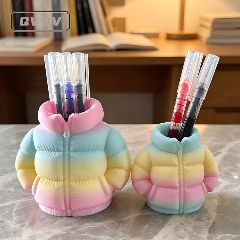 Cute 3D Printed Pen Holder Down Jacket Modern Abstract Desktop Ornaments Large Small Styles Jacket Pen Holder Home Decoration