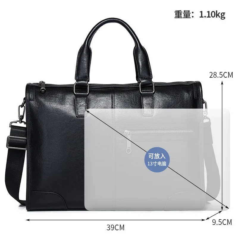 New Men's Handheld Business Laptop Messenger Luxury Brand Men Bag High-end First Layer Cowhide Briefcase Leather Man Bags