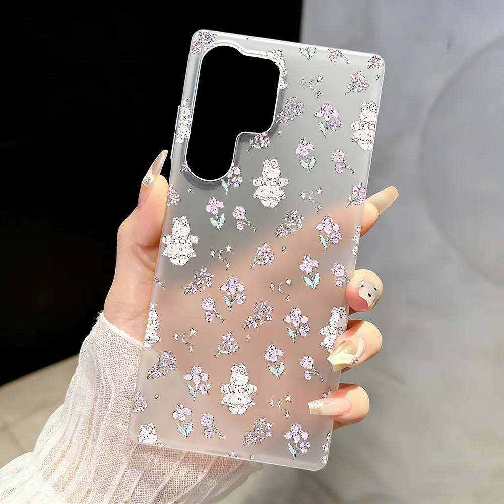 Flower Matte Case For Samsung A56 5G A36 A26 A17 A07 S26 Ultra S25 S23 S24 FE A55 A54 A53 A35 A16 A15 A06 Transparent Soft Cover