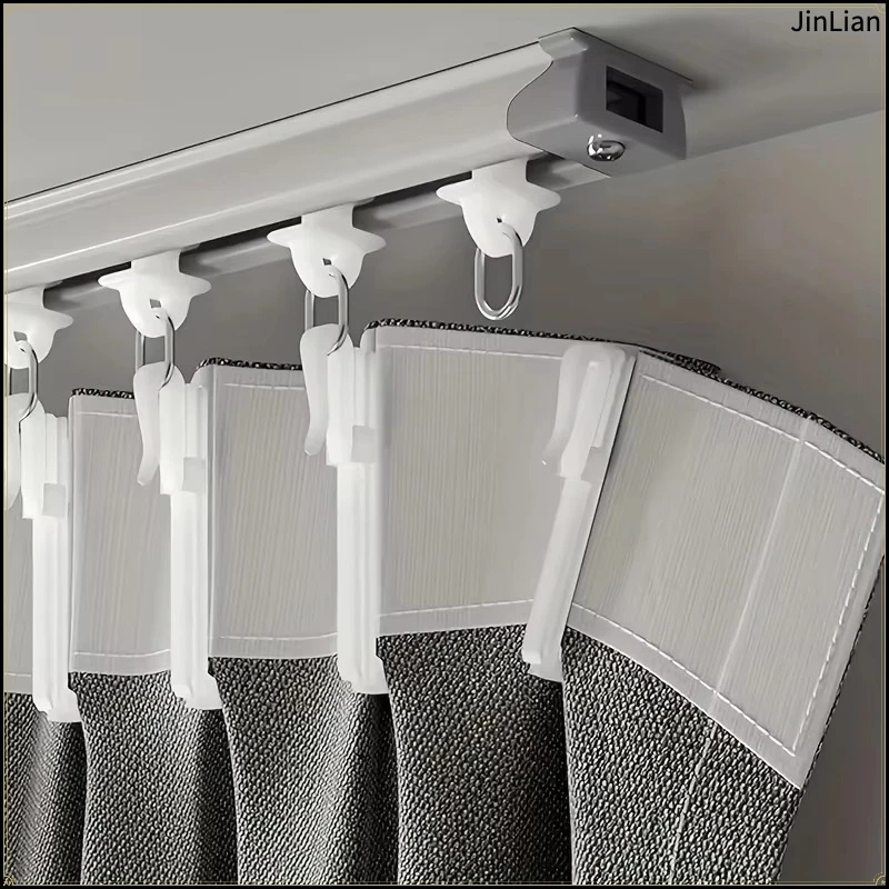 50pcs White Plastic Curtain Hooks, Adjustable Curtain Clip Hooks, Suitable for Curtains, Door Curtains, and Shower Curtains