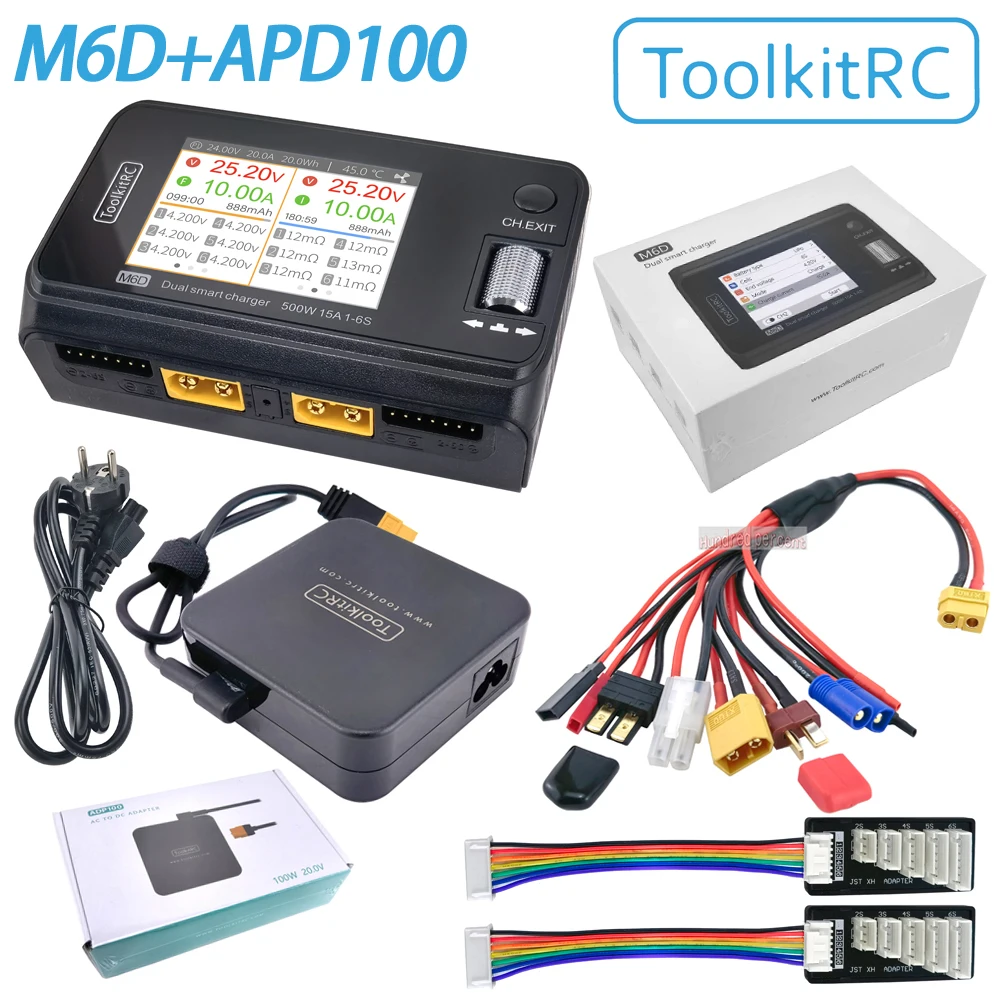 

2020 ToolkitRC M6D 500W 15A DC Dual Channel MINI Smart Charger Discharger For 1-6S Lipo Battery FPV Model Spare Part Replace M8