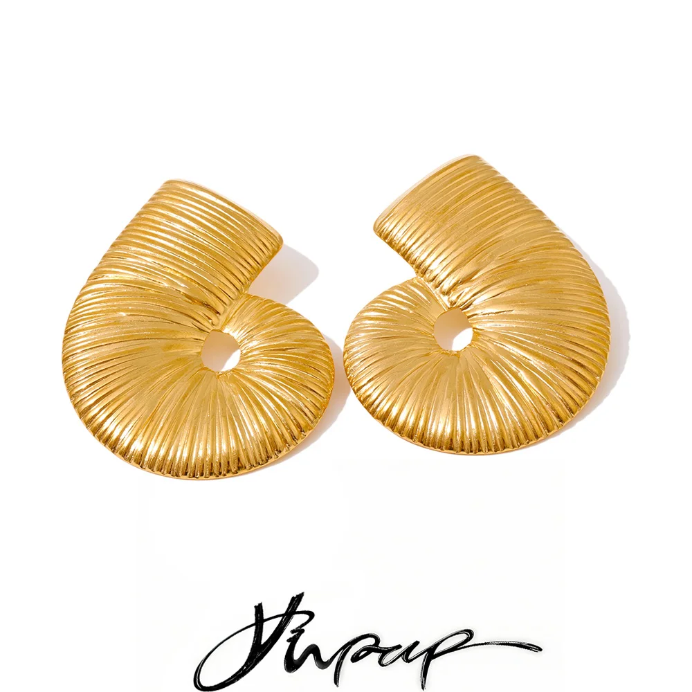 Yhpup – boucles d'oreilles étanches en acier inoxydable, en métal, à rayures minimalistes, attrayantes, à la mode, bijoux européens, vente en gros