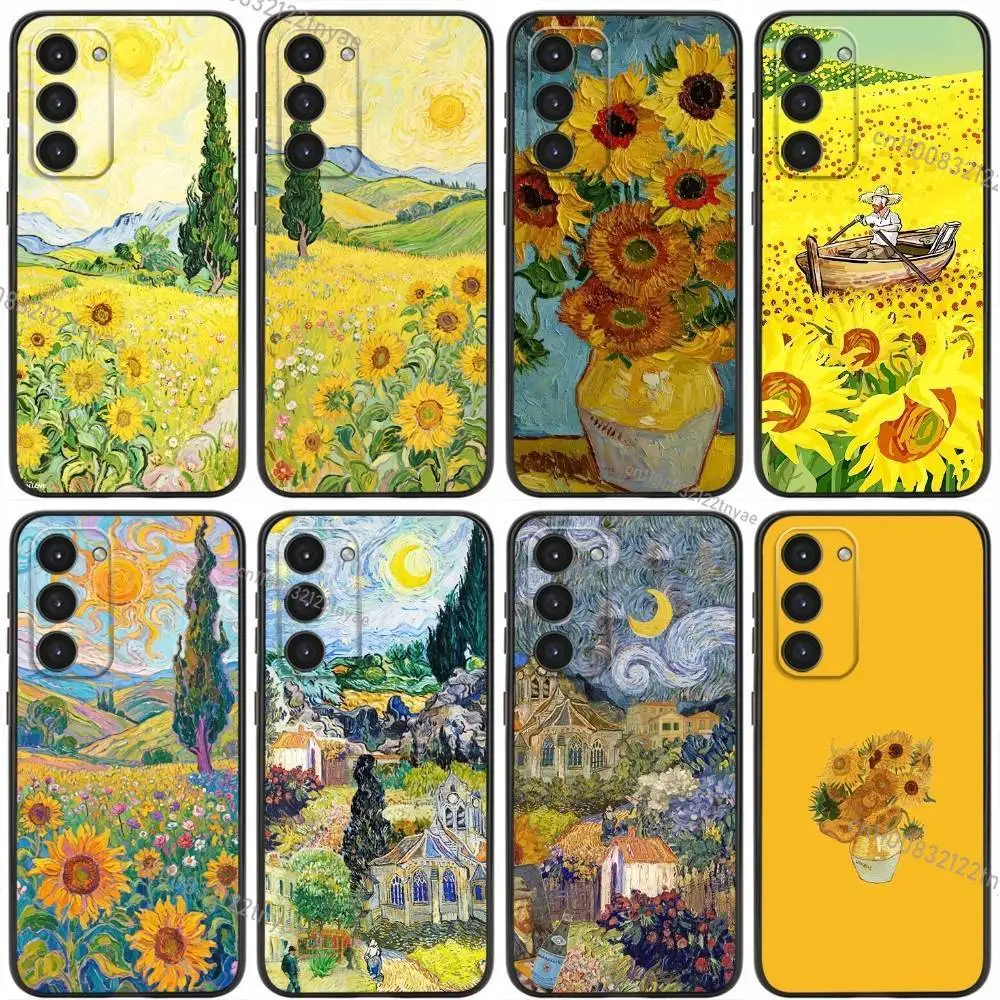 

Van Gogh Starry Sunflowers Phone Case For Samsung Galaxy A20,21s,22,31,32,52,53,72,73,80,91 Soft Liquid Silicone Black Cover