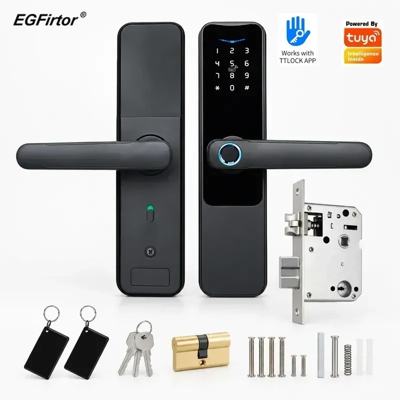 Tuya Wifi Password Fingerprint Door Lock Smart All Lock Swipe Card Hotel Remote Password Portuguese Electronic Lock
