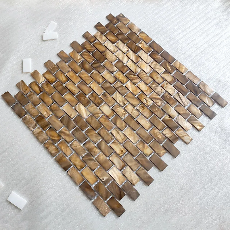 Brown Shell Mosaic Background Wall Tile Wall Sticker Self-adhesive Modern Simple Bathroom Bar Tile