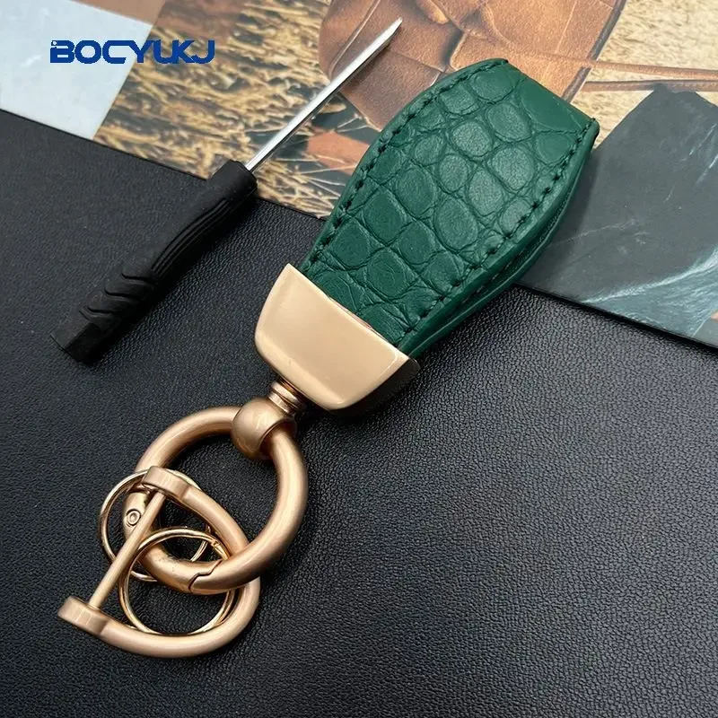 

Leather Metal Car KeyChain Protector With Metal Logo Personality Business Couple For Auto Anti-lost Key Ring Pendant Accessories