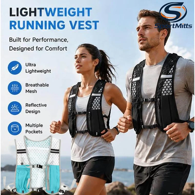 Running Vest for Women Men, Adjustable Chest Strap Running Hydration Vest Lightweight Reflective Hydration Backpack for Marathon