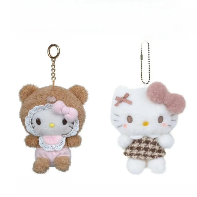 サンリオかわいいモカチェック柄漫画シナモロールメロディーハローキティクロミぬいぐるみペンダント冬チェックキティおもちゃキーホルダーギフト