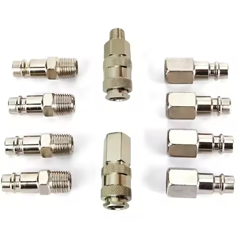 10pcs/set Quick Couplings BSP Air Line Fitting Euro 1/4"Air Line Fitting Hose Compressor Fitting Connector For Pneumatic Tools