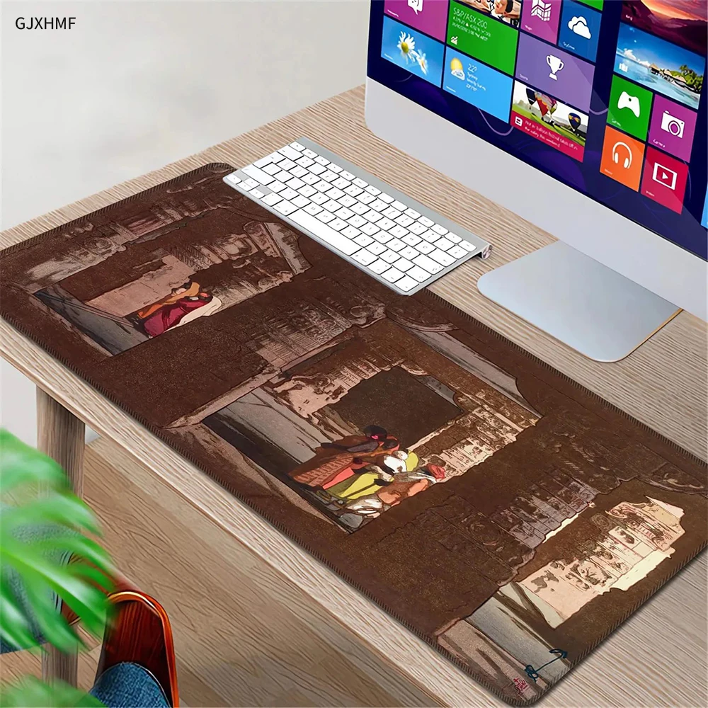 Brown Mouse Pad Playmat Laptop Gamer Large Mousepad, Ukiyo-e Fine Art Desk Mat, Shin-hanga Style Office Desk Decor, Carpet Gifts