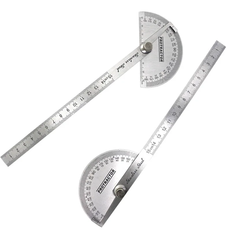 0-180 Simple Protractor Protractor Ruler 180 Degree Steel Angle Ruler Woodworking Dividing Gauge Protractor 150mm