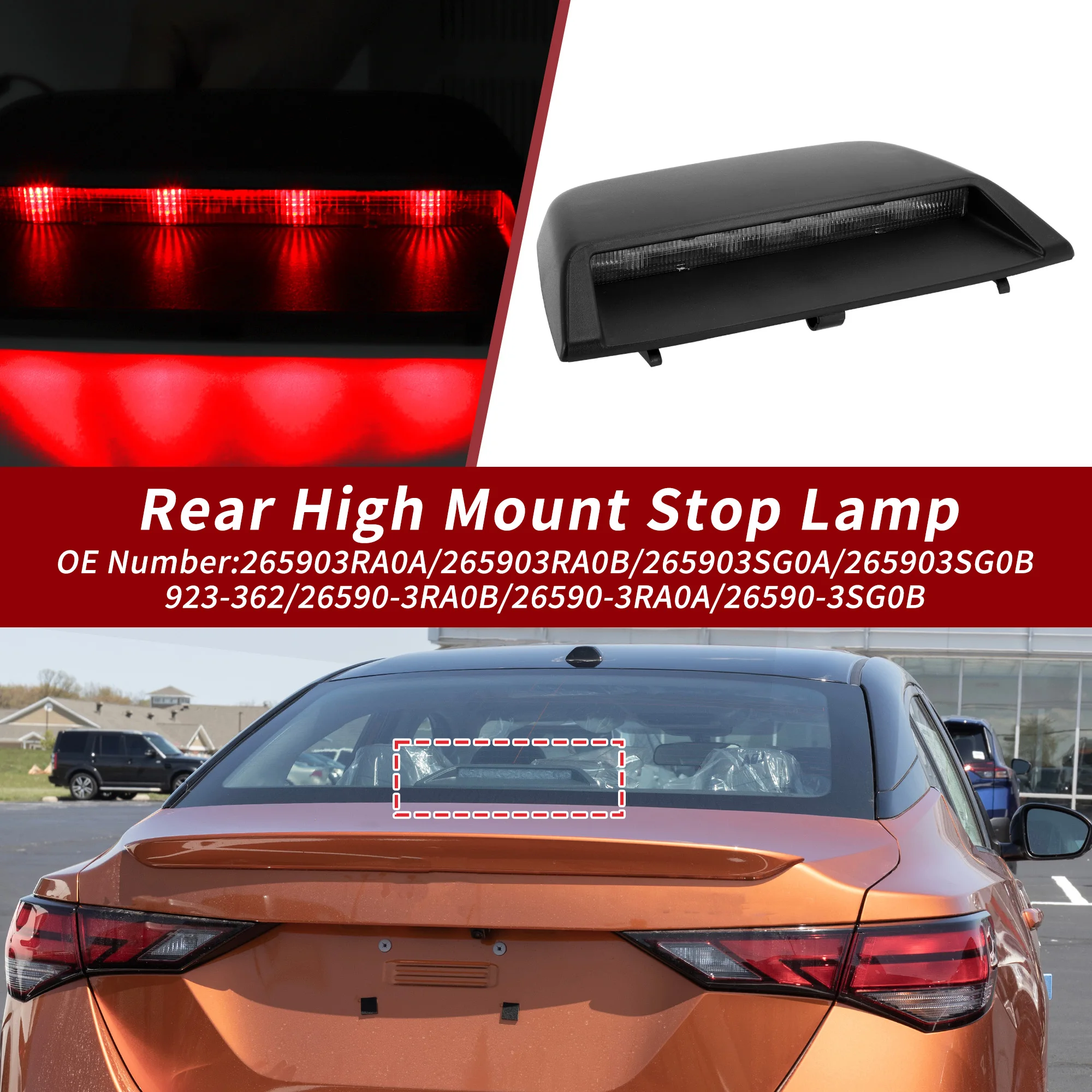 

UXCELL Черный светодиодный третий стоп-сигнал с высоким креплением для Nissan Sentra Altima No 265903RA0A