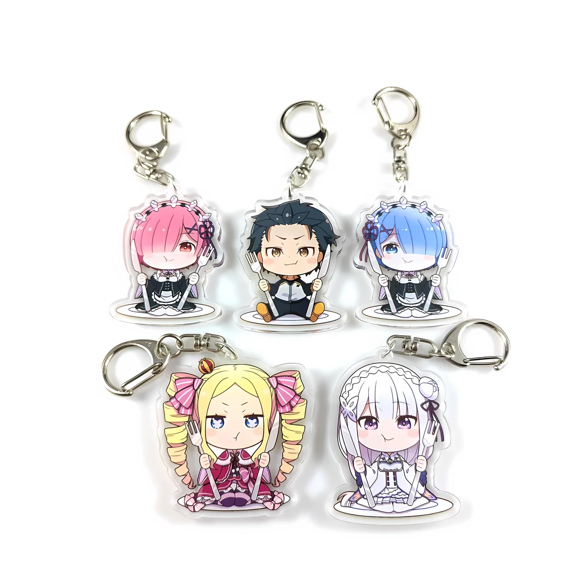 Anime Life in a different world from zero Acrylic keychain accessaries Cartoon Bag Pendant cute bag charm Keyring Friends Gifts