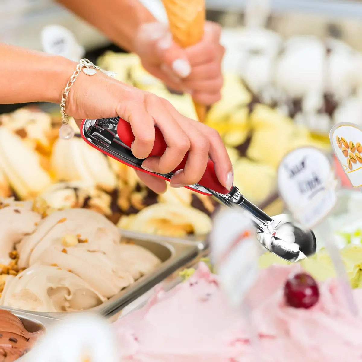 Ice Cream Scoop Stainless Steel Cookie Scoop with Easy Trigger Perfect for Making Ball Shapes for Melon Ball Cupcake Baking
