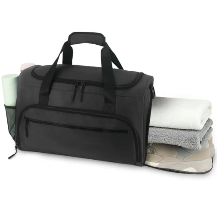 Gym Bag for Men Women, Sports Duffle Bag with Wet Pocket and Shoes Compartment, Water Resistant Overnight Weekender Bag Duffel