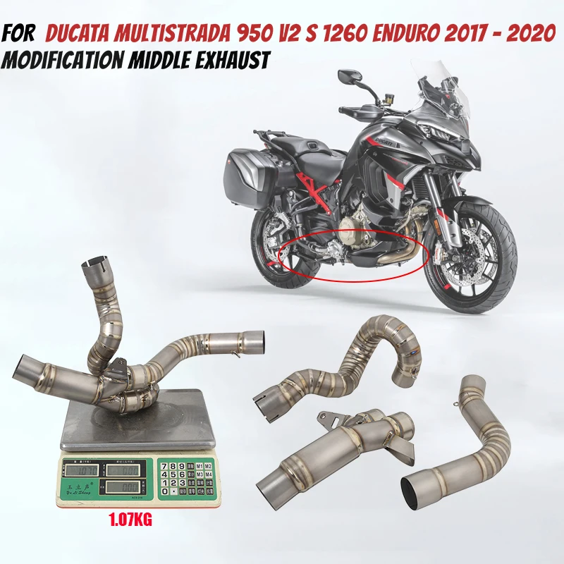 

For DUCATA Multistrada 950 V2 S 1260 ENDURO 2017-2020 Motorcycle Exhaust Middle Link Pipe Modified System Muffler Titanium Alloy