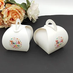 24/48Pcs White Lantern Candy Box With Handle Mini Sweet Wedding Favor Gift Packaging Box With Stickers Birthday Party Decoration