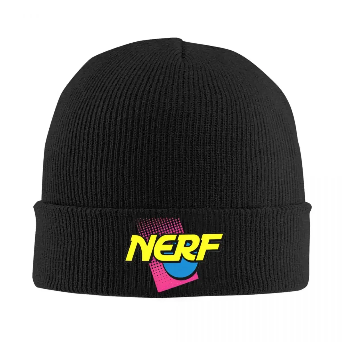 Nerf Logo 90s Neon Knitted Caps for Women Men Skullies Beanies Winter Hats Hip Hop Cap