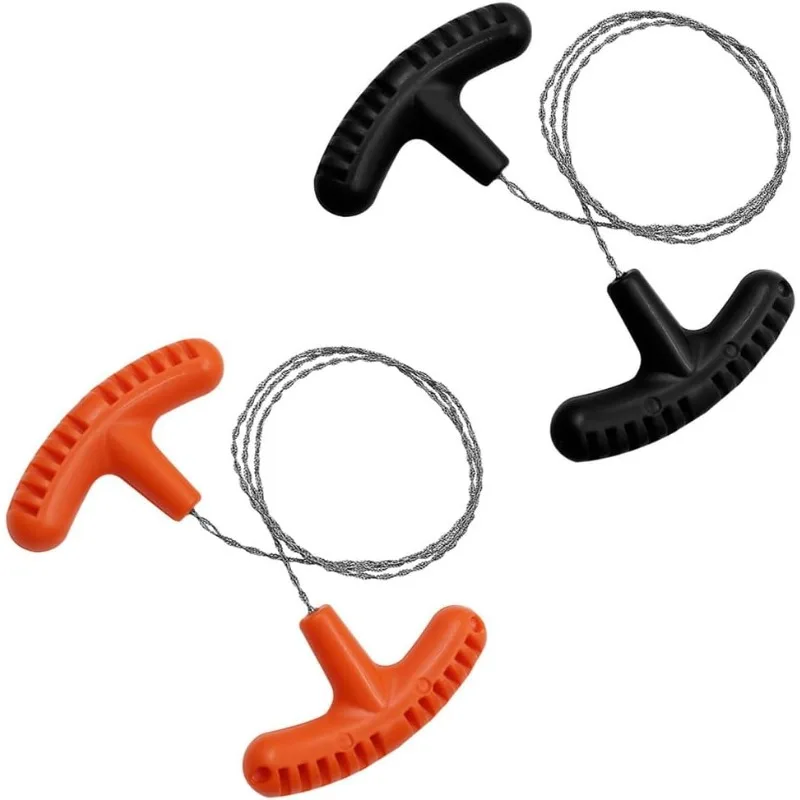 Outdoor Survival Saw Wire Steel Wire Rope with Handle Cutting Tool Cutting Steel Chain for Wood Camping Hiking Hunting