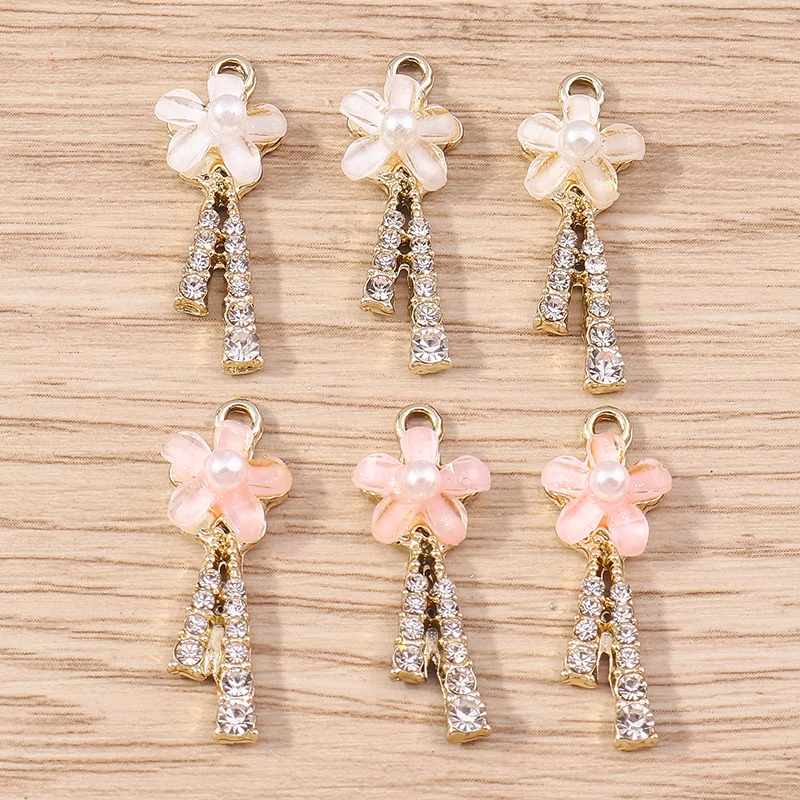 10 Stück niedliche, gemischte Anhänger in Form von Kristall-Legierungs-Baumblättern und Blumen zum Basteln von Ohrringen, Halsketten, DIY-Bastelarbeiten und Schmuckzubehör. – Detail 6