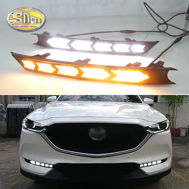 For Mazda CX-5 CX5 2017 - 2021 Dynamic Turn Yellow Signal Function Waterproof Car DRL 12V LED Daytime Running Light Day light