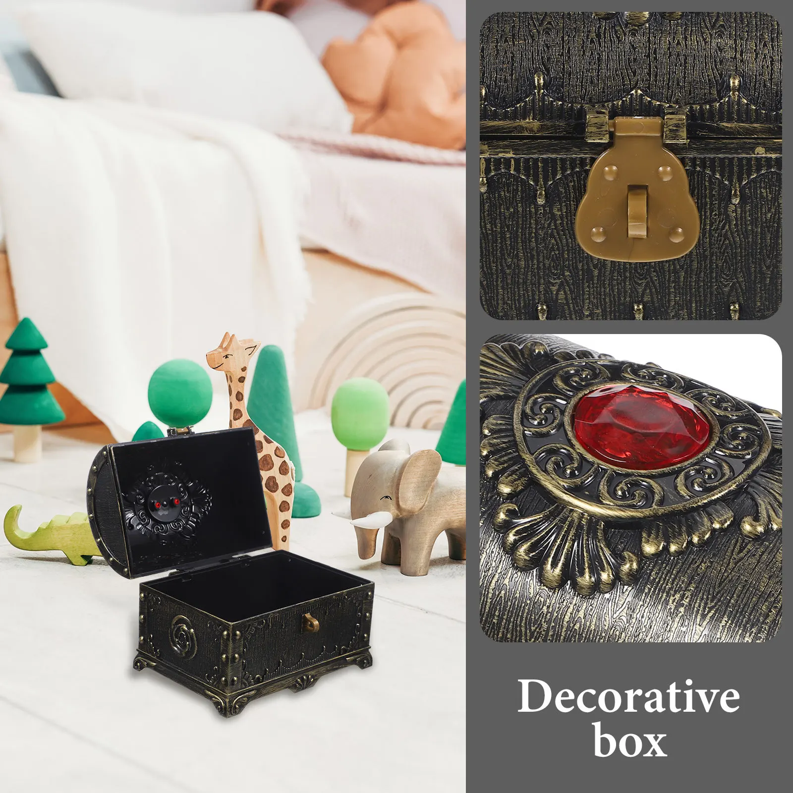 

Treasure Chest Storage Box Detailed Workmanship Retro Appearance Ideal Jewelry Organizer Decorative Case Plastic Boxes