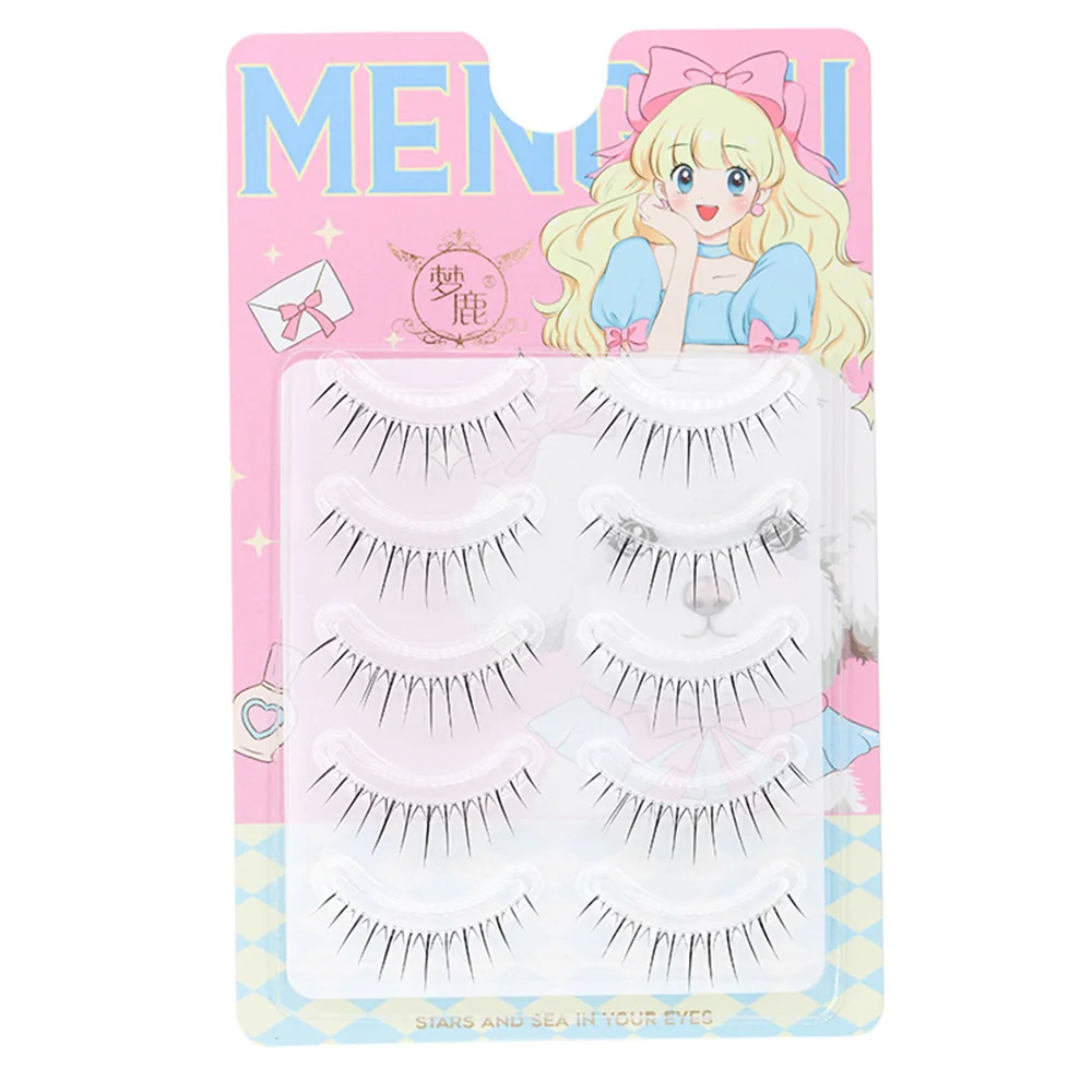 3D Fairy U-shaped False Eyelashes 5 Pairs Reusable Lash Extension False Eyelashes Transparent Stems Korean Eye Makeup Eyelash