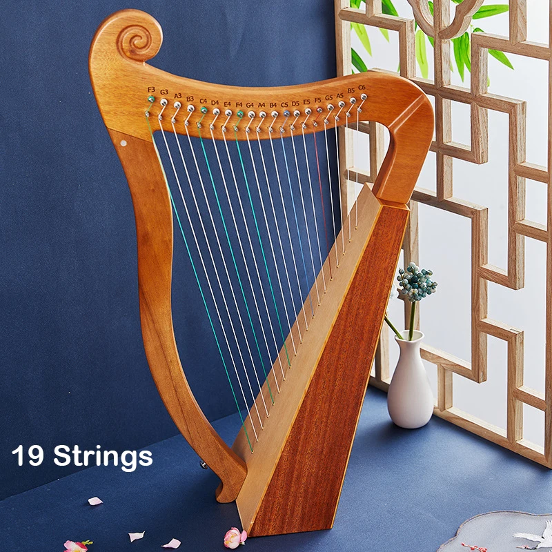 Lyre Harp 19 23 26 String Half Key Lyre Harp Mahogany Solid Wood Veneer Lyre19 23 26 Strings Lyre Harp Musical Instrument