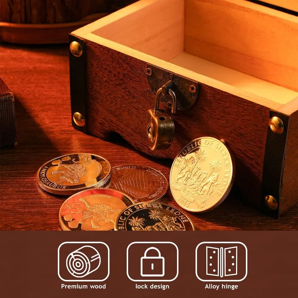 Trendy Wooden Piggy Bank Vintage With Security Lock Money Box Unique Treasure Chest Home Decor