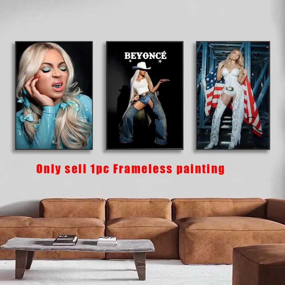 B-beyonce Singer Rock Poster HD Sticky Waterproof Art , Aesthetic Wall Decoration For Living Room Bedroom Bar Home