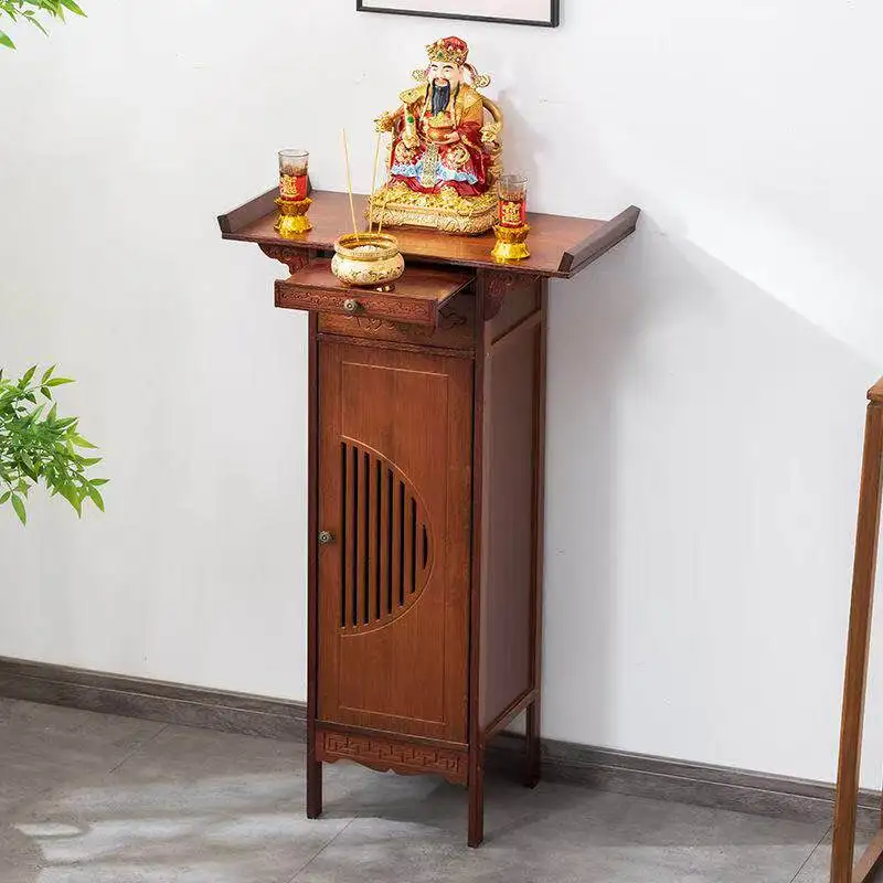 LMM, New Chinese Shrine Standing Cabinet Buddhist Scene Incense Cabinet Household Offering Table God of Wealth Cabinet