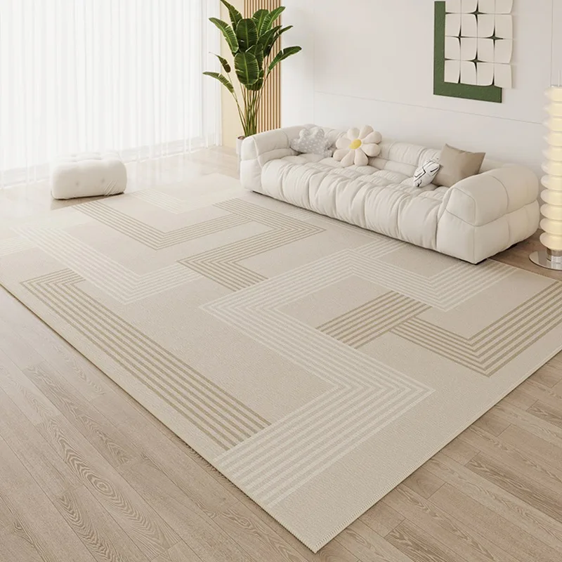 Minimalist Light Luxury Living Room Carpet Stripe Large Area Coffee Table Rugs Soft Plush Solid Bedroom Bedside Floor Mats Tapis