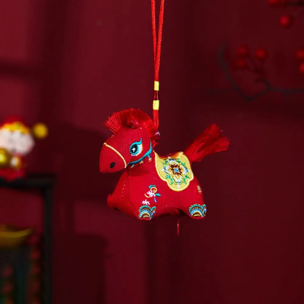 Red Embroidery Mascot Pony Pendant Embroidered Cartoon Zodiac Horse Sachet New Year Gift Chinese Style