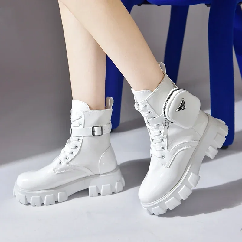 2024 Winter Women's Platform Boots Quality Ankle Boots Goth Shoes Fashion Pocket Designer Lady Shoes Modern Booties Botas Mujer