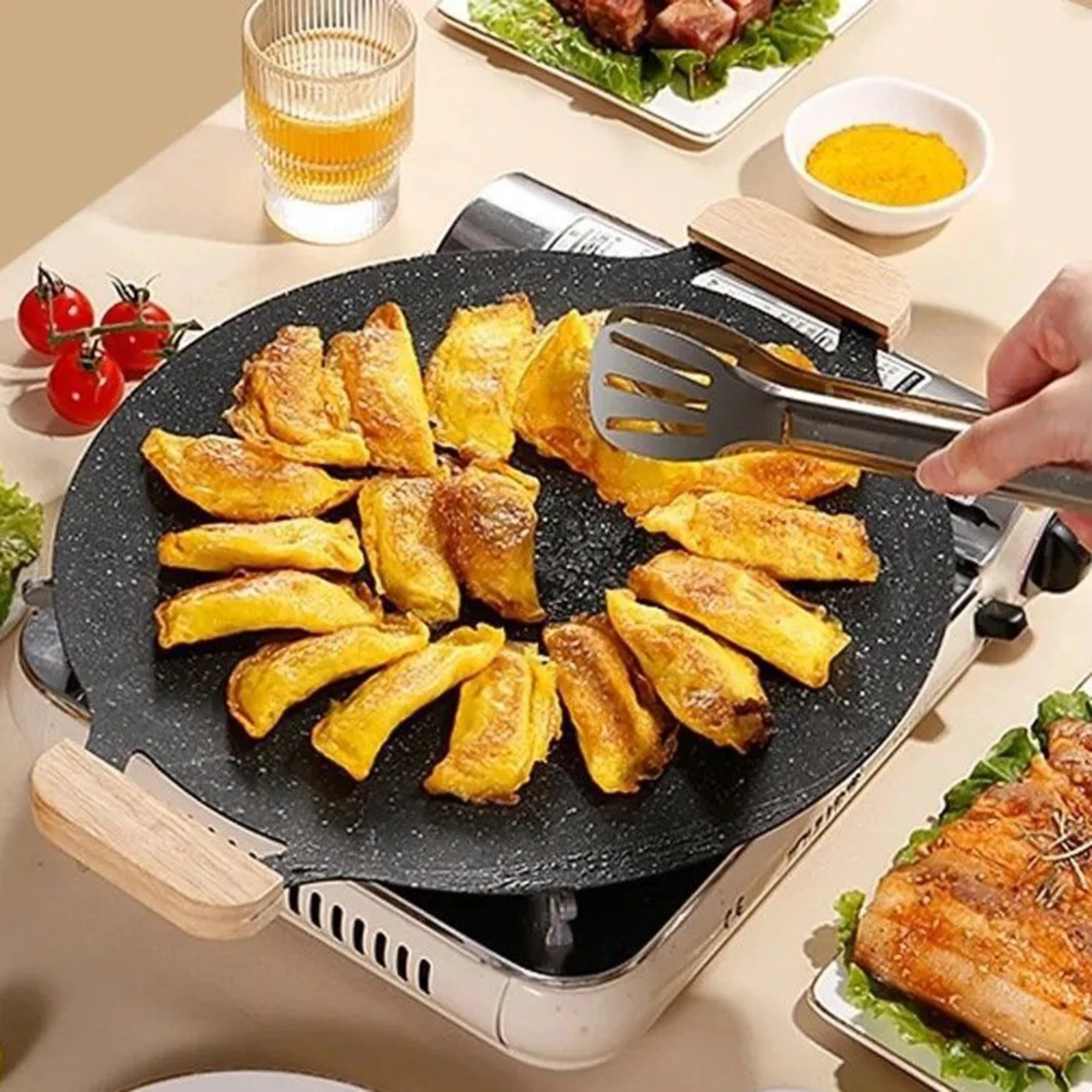 Koreaanse Bbq Pan Kookgerei Met Handvatten Bbq Grill Voor Kookplaat Wandelen Picknick