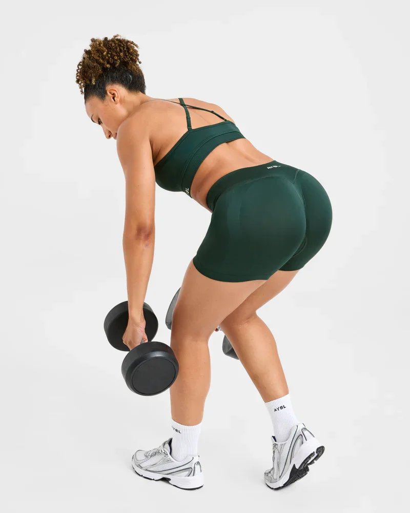 Marken-Sport-Yoga-BH für Damen, nahtloses Oberteil mit offenem Rücken, leicht formende Activewear, schweißableitendes und rutschfestes Material. – Detail 12