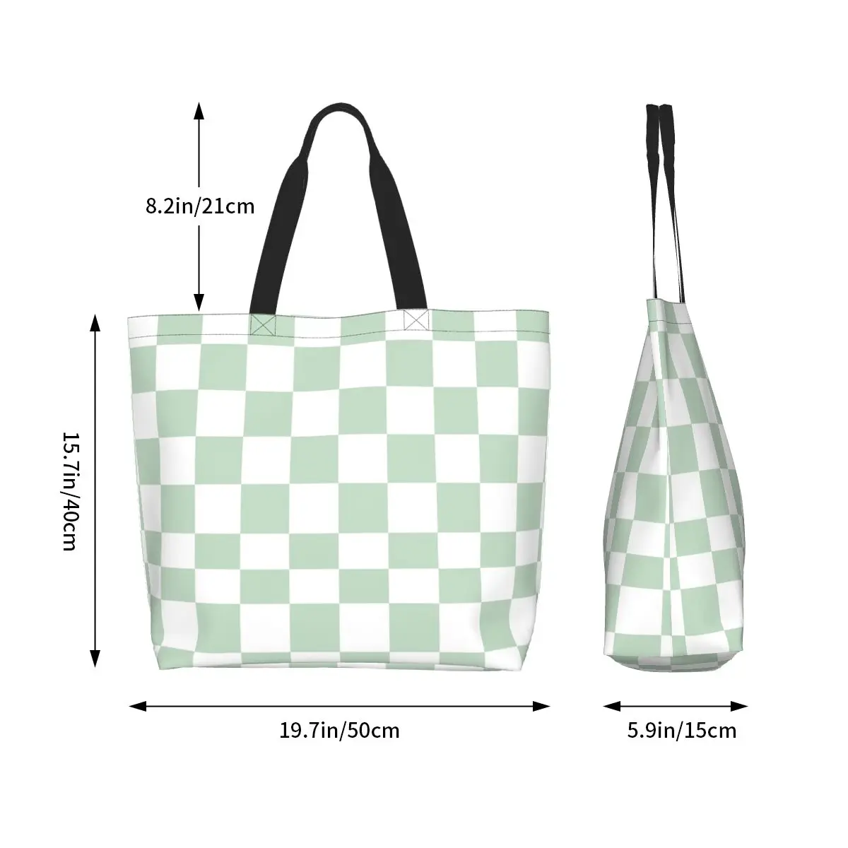 Checkerboard Mini Check Pattern Shopping Tote Bag Canvas Large Capacity Shoulder Bags Shopper Grocery Handbag for Women