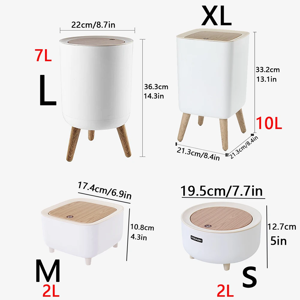 High Foot Wood Grain Trash Can Kitchen Bathroom Living Room Home Desktop Storage Bucket Office Hotel Trash Can Waste Bins