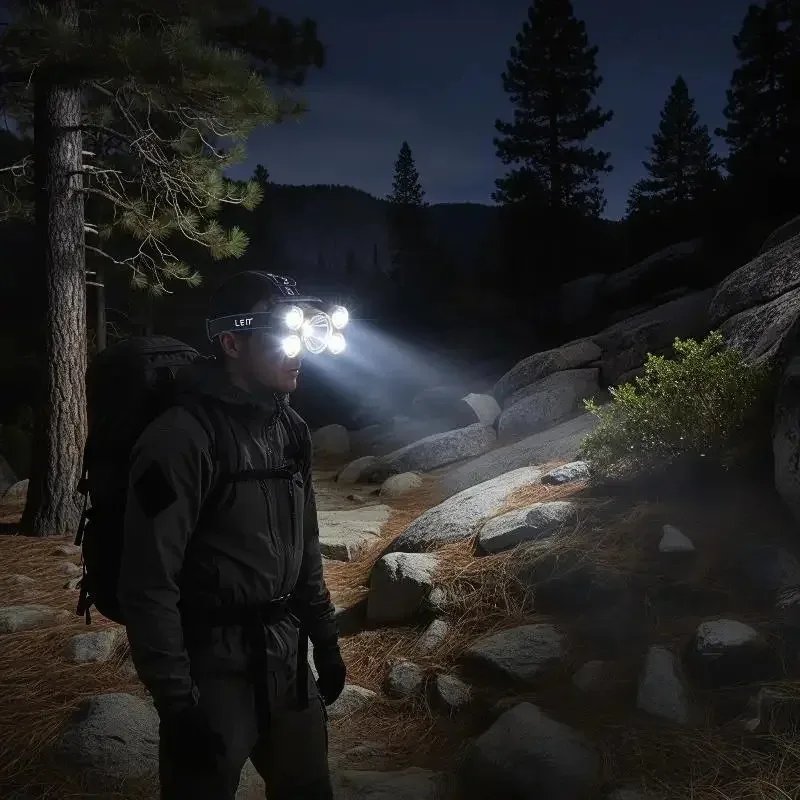 5 LED Rechargeable Headlamp Super Bright Light Adjustable Headband for Kids Adults Camping Hiking