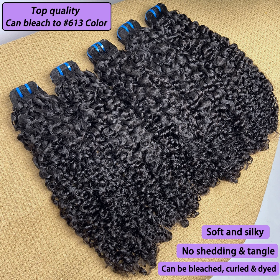 Fasci di capelli ricci birmani 18A colore naturale # Estensioni del tessuto riccio rimbalzante dei capelli umani vergini grezzi vietnamiti al 100% a doppia trama 1B