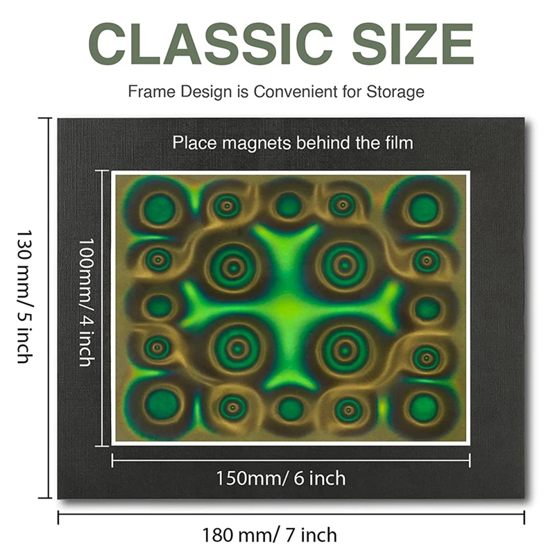 Filme de visão magnética, 6X 4 Polegada Green campo magnético Display Film, Fluxo magnético Display, detector de campo magnético, reutilizável