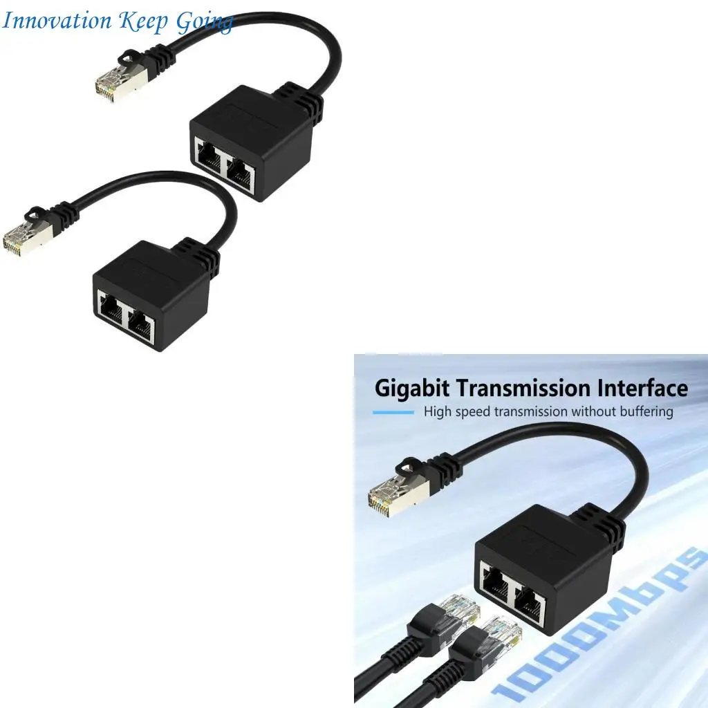 

E65C 1 to 2 Port Female RJ45 Connectors Adapter Networking Extender Cable Splitter