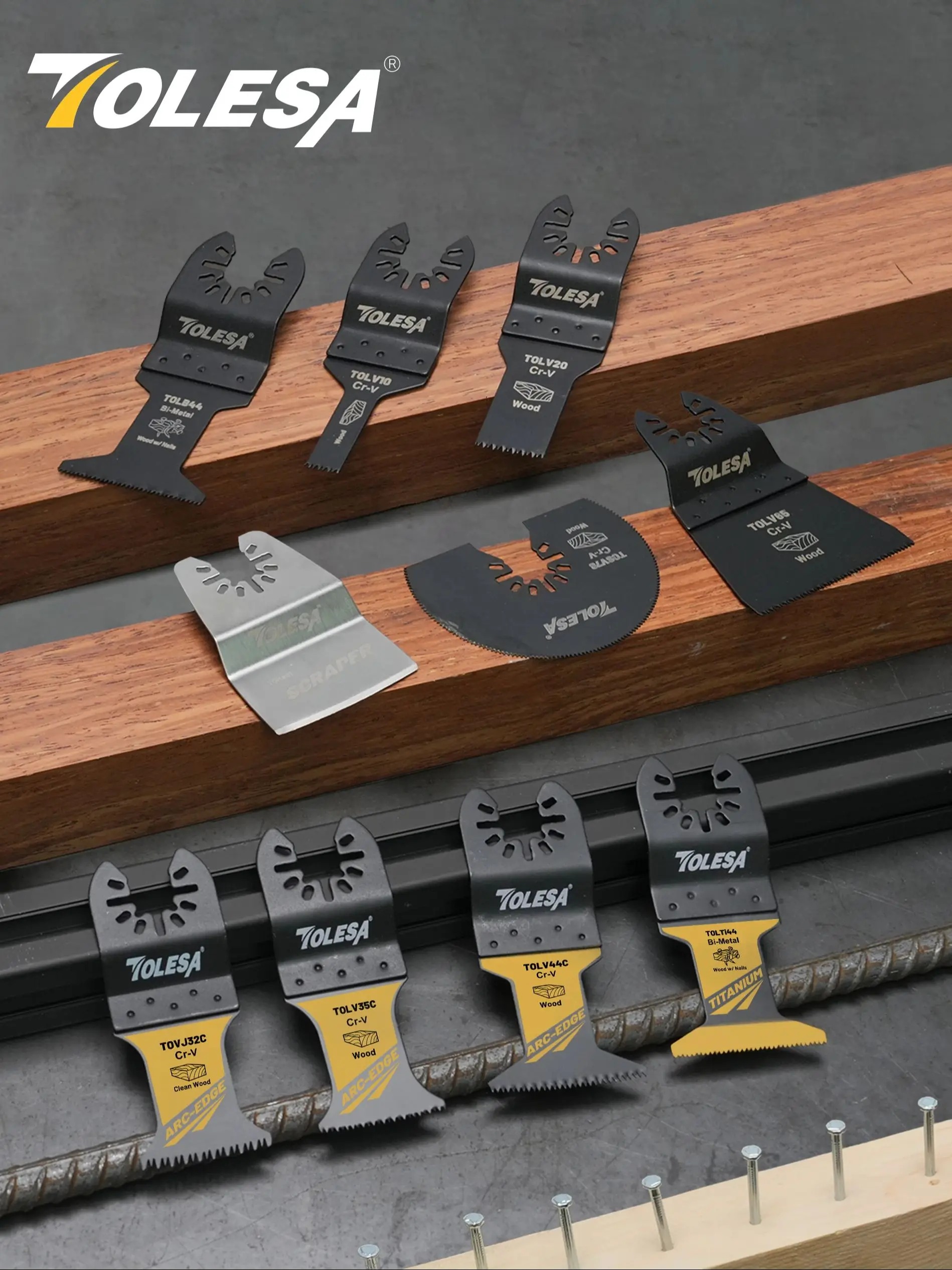 TOLESA 36-delige multifunctionele oscillerende zaagbladen Kit Titanium Japanse tanden Oscillerende gereedschapsbladen Hout, metaal, kunststof gesneden - afbeelding 2